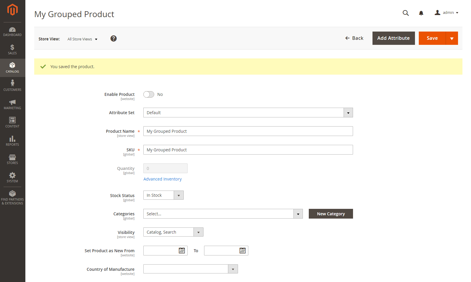 Magento 2 gruppiertes Produkt4