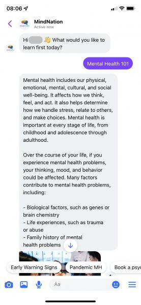 Pikiran bentuk respons otomatis Messenger