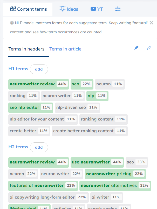 content terms in header