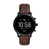 Smartwatch Fossil 44mm Gen 5 Carlyle in acciaio inossidabile e pelle con touchscreen, colore: nero, marrone (modello: FTW4026)