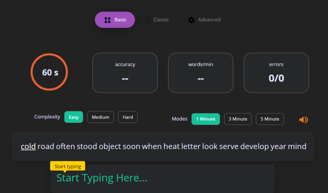 Test di parole al minuto