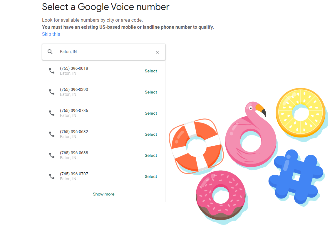Seleziona una schermata del numero di Google Voice