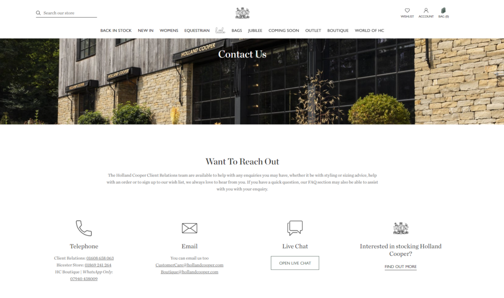 shopify página de contato