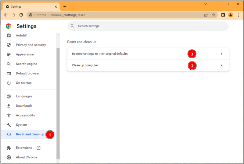chrome-reset untuk menghapus peringatan keamanan windows defender