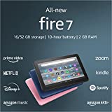 全新 Fire 7 平板電腦，7 英寸顯示屏，16 GB，處理器速度提高 30%，專為娛樂而設計，（2022 年發布），黑色