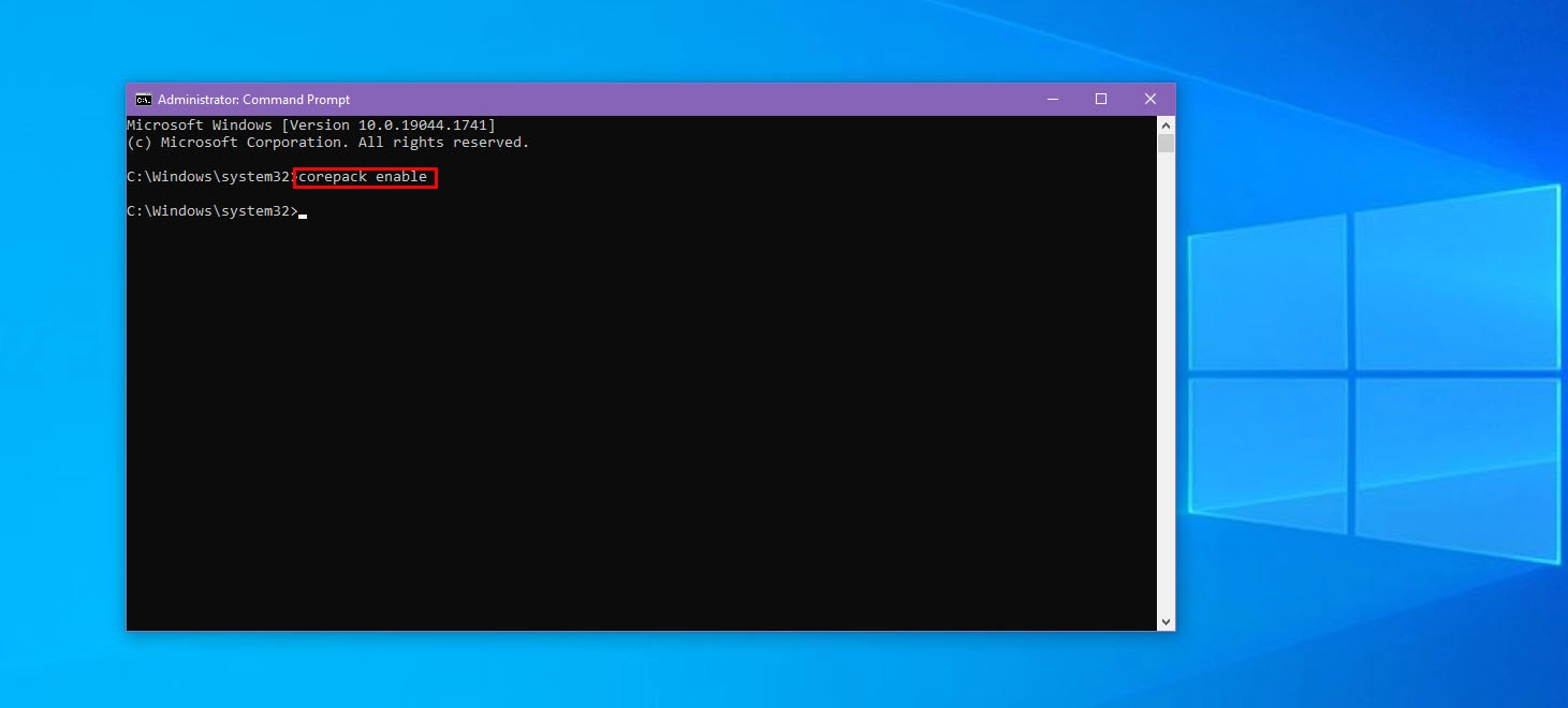 Habilitando corepack no windows