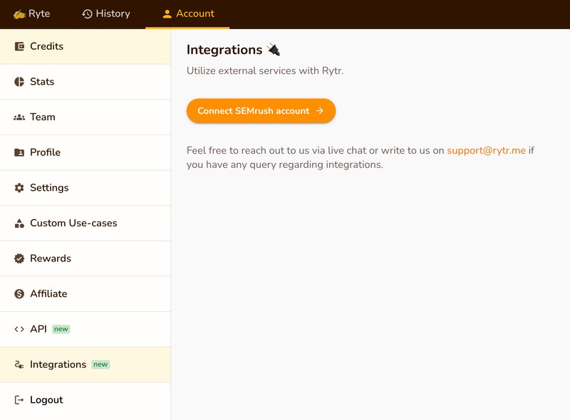 Rytr Review 2022:内容创作的最佳 AI 写作工具 13 connect SEMrush account