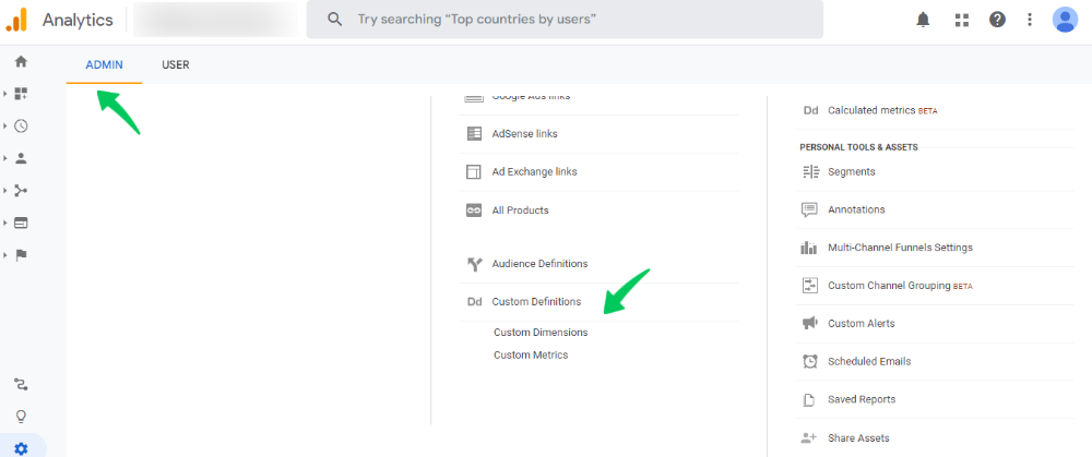 เมนูมิติข้อมูลที่กำหนดเอง