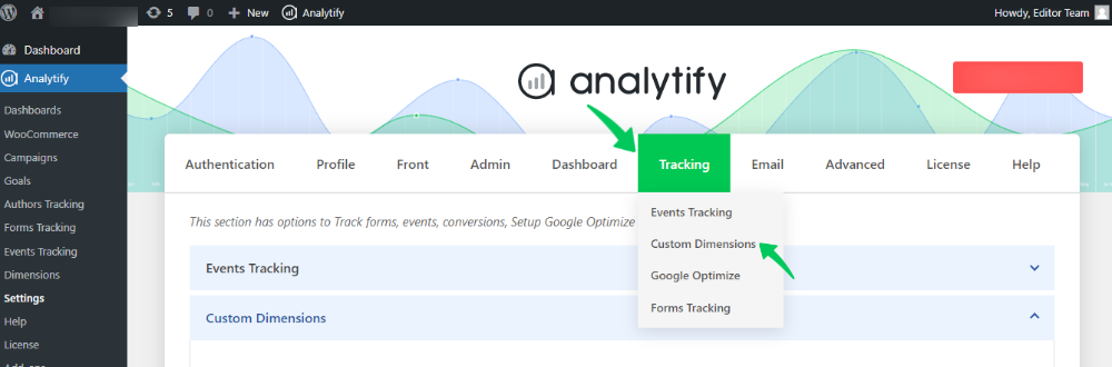 วิเคราะห์การตั้งค่ามิติข้อมูลที่กำหนดเอง