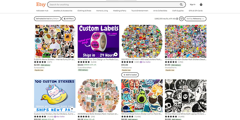 Etsy'deki çıkartmalar