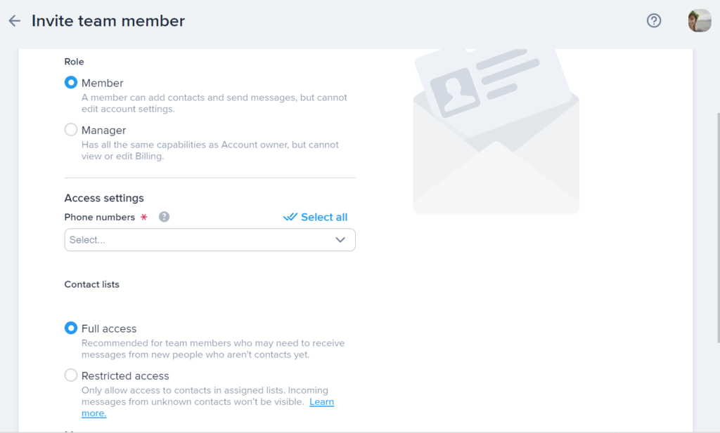 Mengundang anggota tim ke akun pemasaran SMS Anda