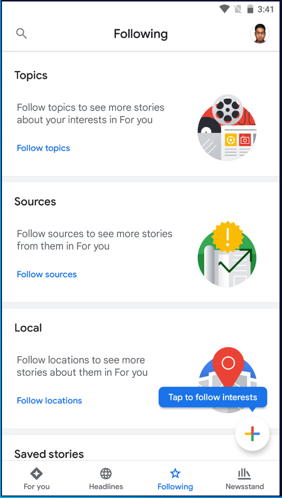 تطبيق أخبار Google للجوال