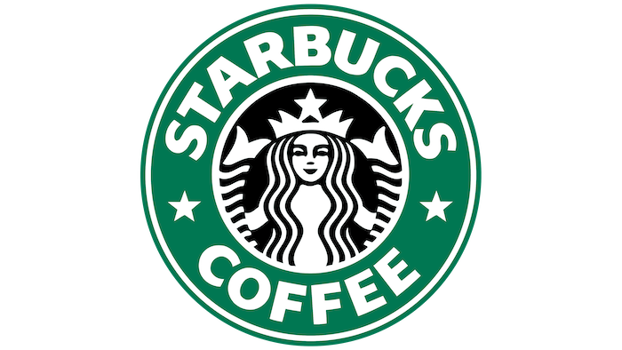 logo Starbucks z 1992 roku w kolorze zielonym, białym i czarnym