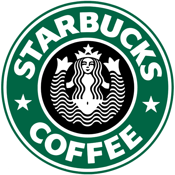 logo Starbucks z 1987 r. w kolorze zielonym, białym i czarnym