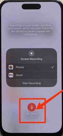iPhone 14のマイクでマイクがオンになっています
