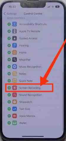 iPhone 14 のマイク用のクリック トゥ スクリーン録画オプション