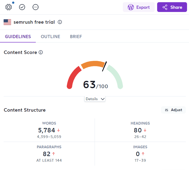 Surfer SEO Review 2022: 콘텐츠 순위 7을 위한 최고의 페이지 내 SEO 도구 및 콘텐츠 최적화 도구 Content editor - content score and content structure