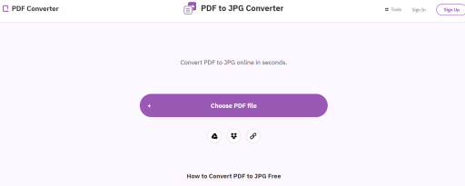 访问 freepdfconvert 网站以将 pdf 保存为 jpeg