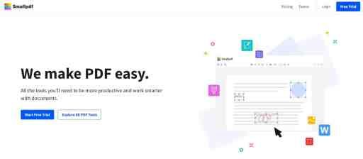 转到 Smallpdf 网站以将 pdf 保存为 jpeg