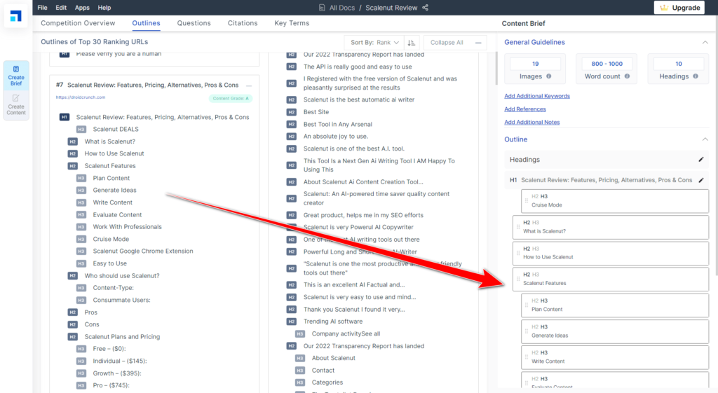 ScaleNut Review 2022:最佳 AI 寫作工具和內容研究平台 6 content brief - general guidelines