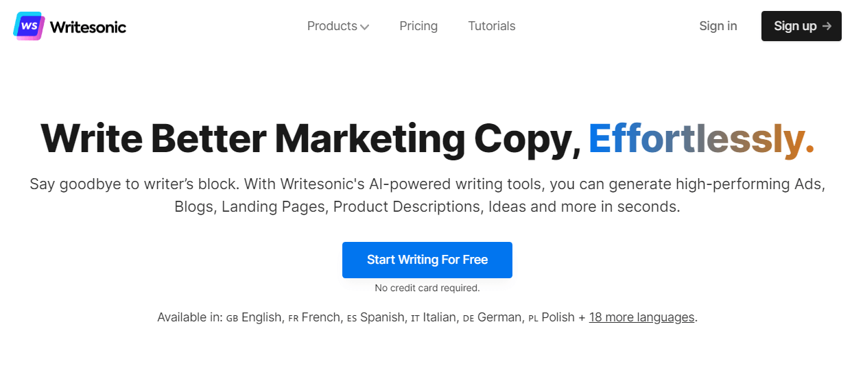 ScaleNut Review 2022:最佳 AI 寫作工具和內容研究平台 22 writesonic ai copywriting tool and make your copy in a second