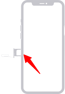 извлеките лоток для сим-карты, чтобы вставить сим-карту в iphone 14