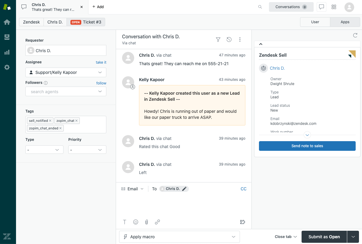interface zendesk