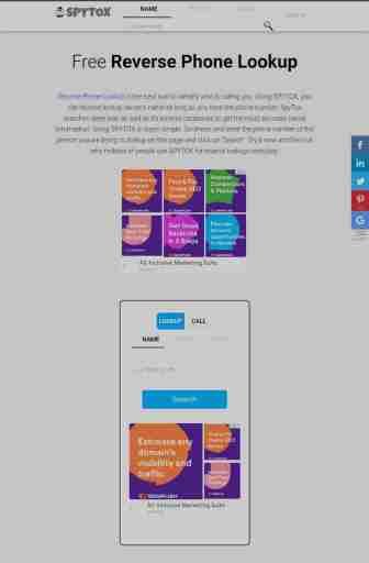 访问 Spytox 网站进行免费反向电话查询