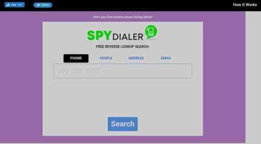 访问 Spydialer 网站进行免费反向电话查询