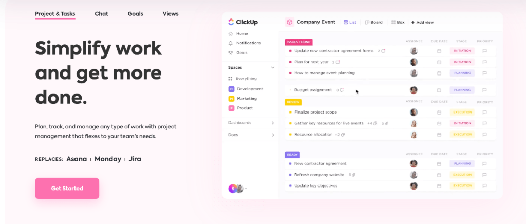 Visualização de lista de cliques