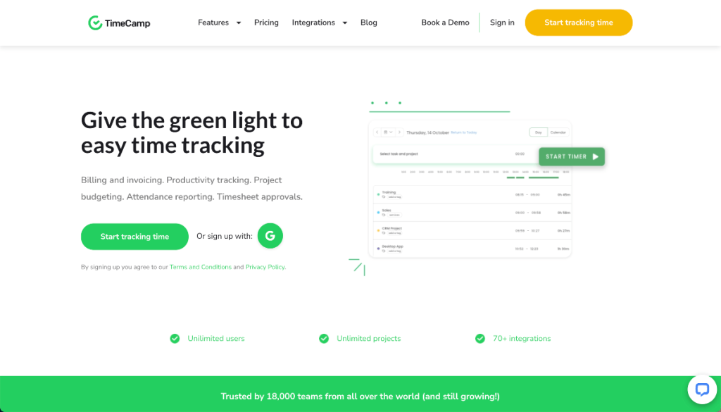 ferramenta de gerenciamento de projetos timecamp