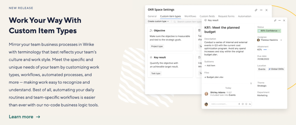 Wrike fluxos de trabalho personalizados