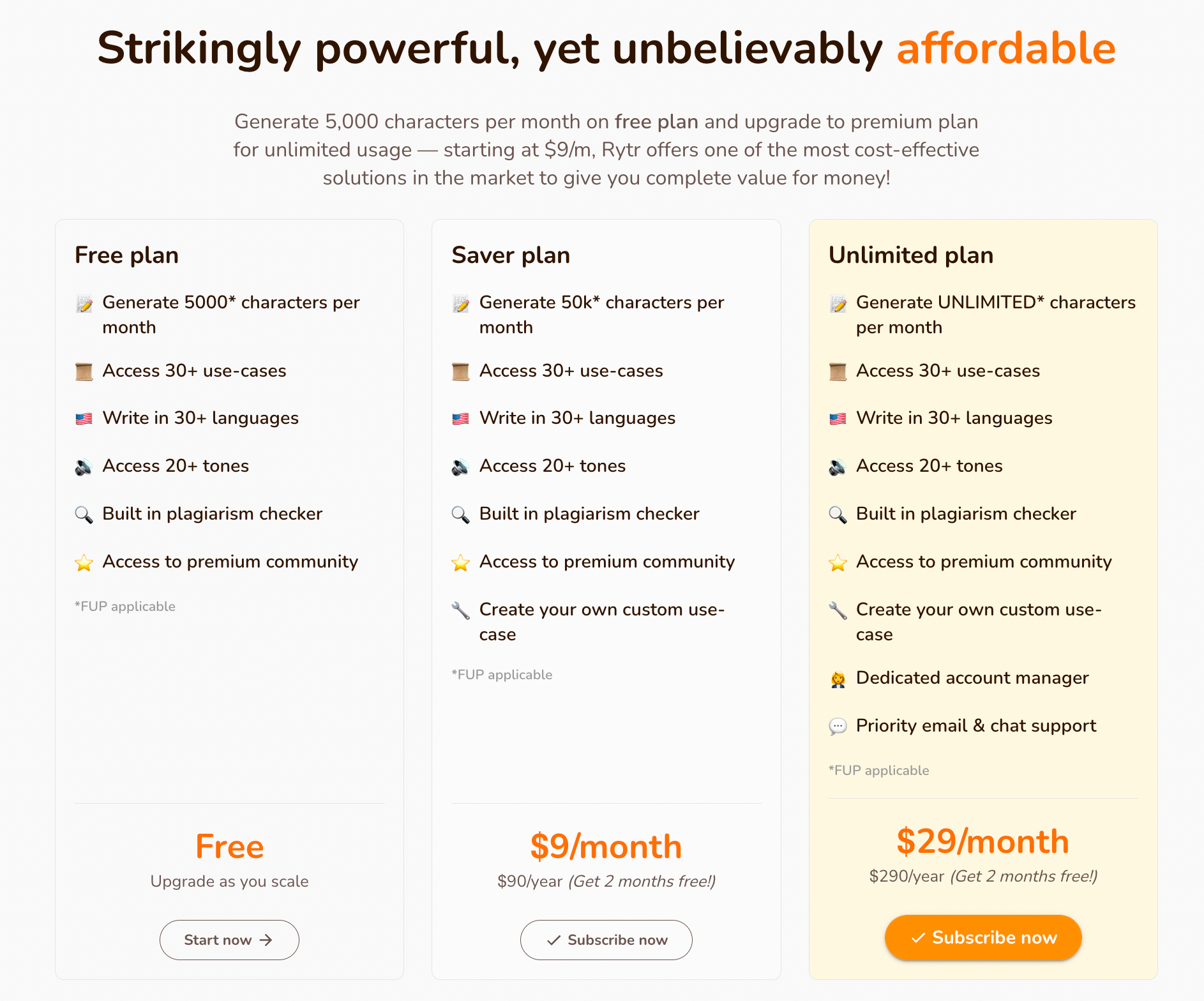 Preços do Rytr - Rytr vs Jasper