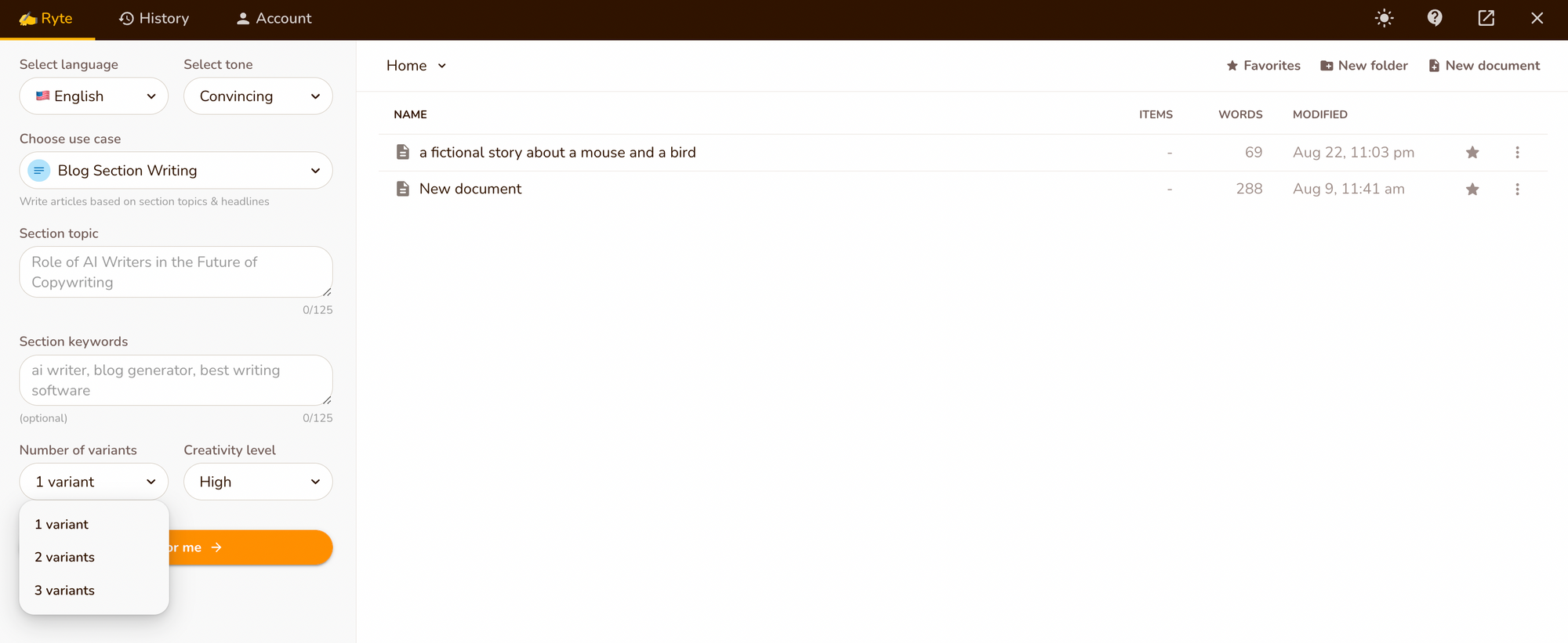 Variantes Rytr - Rytr vs Jasper