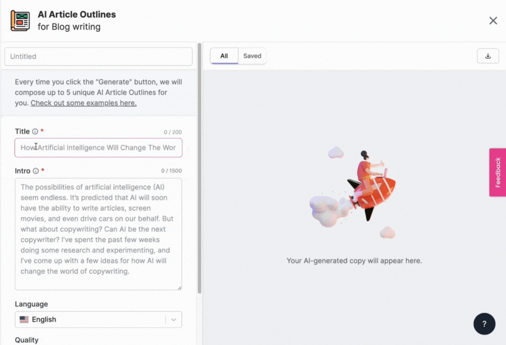 AI Article Outlines Generator - Come scrivere più velocemente