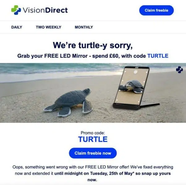 Vision Direct UK ups e-mail