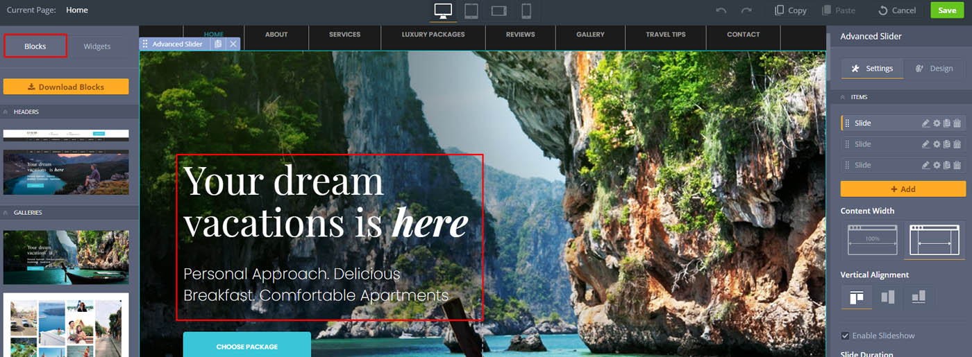 旅行拖放登陸頁面 - 從頭開始創建網站