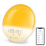 ecozy Sonnenaufgangswecker für Vielschläfer, Smart Wake Up Light mit Sonnenaufgangs-/Sonnenuntergangssimulation, App- und Sprachsteuerung, natürliche Geräusche und UKW-Radio, 4 Alarme und Schlummerfunktion, 7-Farben-Nachtlicht für Schlafzimmer