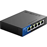 Linksys LGS105: 5-portowy niezarządzany przełącznik Business Desktop Gigabit Ethernet, sieć komputerowa, połączenie przewodowe Szybkość do 1000 Mb/s (czarny, niebieski)