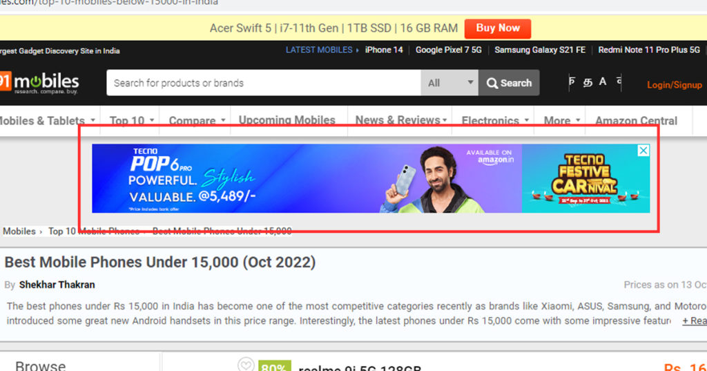 Oportunidades de Carreira em Marketing de Performance em 2022 6 Display ads example
