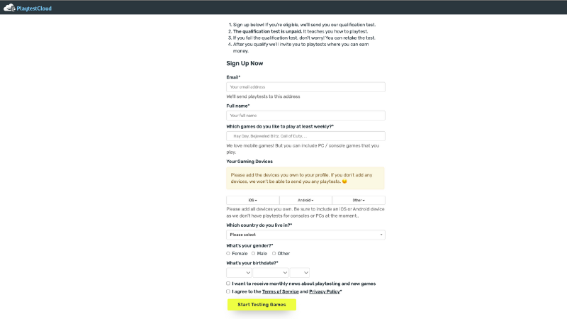 Tester di PlaytestCloud