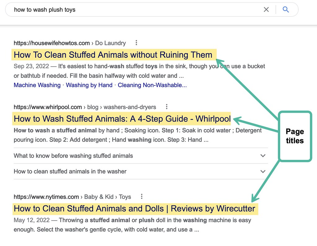 العناوين في البحث العضوي