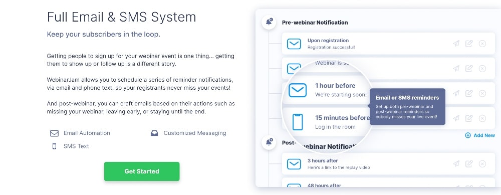 WebinarJam อีเมลเตือนความจำการสัมมนาผ่านเว็บ