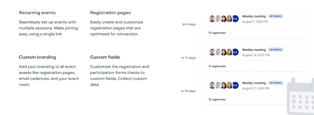 กำหนดการเหตุการณ์ livestorm