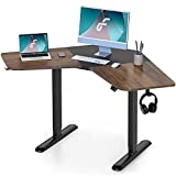 FITUEYES L Shaped Electric Height Adjustable Standing Desk 48 Inches Computer Workstation Corner Desk Home Office Table with Splice Board สีดำ ED-F1201WB
