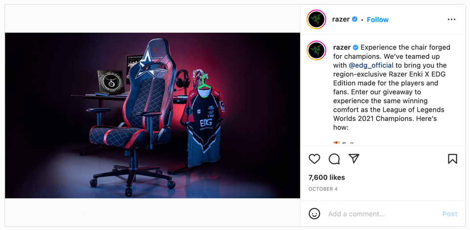 Razer Instagram Social Media Marketing für Geschäftsposts