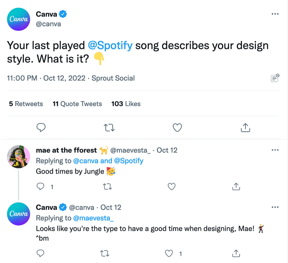 Canva twittert ein Beispiel für Social-Media-Marketing für Unternehmen