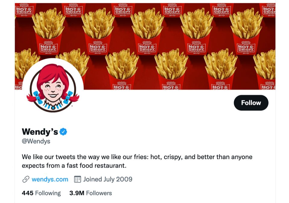 Wendys Social-Media-Marketing für das Unternehmensprofil