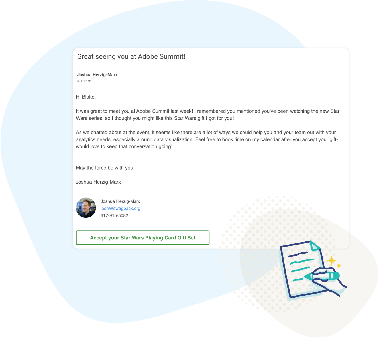 Цифровое приглашение Swag по электронной почте - Алиса