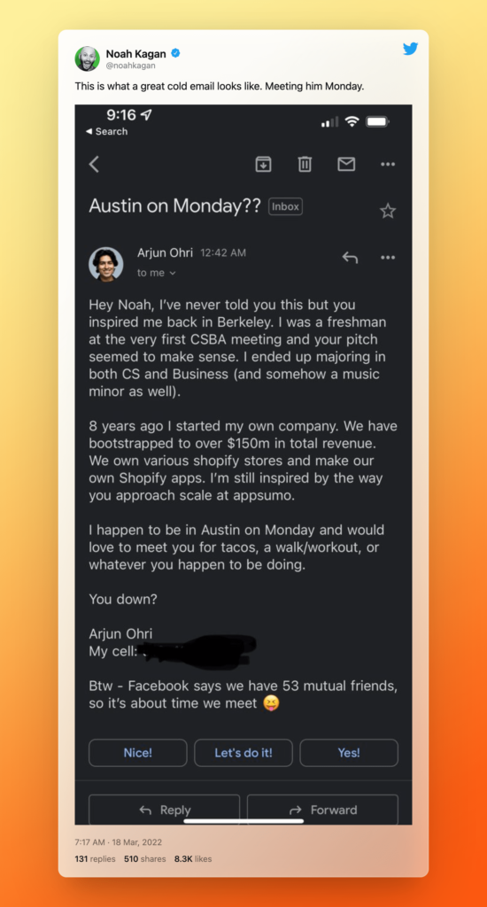 ตัวอย่างอีเมล Cold Outreach ที่มีประสิทธิภาพสำหรับการตลาดและการขายแบบ B2B